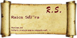 Raics Sára névjegykártya